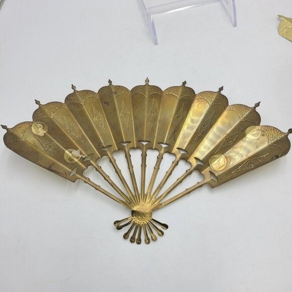 Vintage Homco Home Interiors Gifts 1176 Romantique Fans Brass Lot 4 Lucite Stand - Picture 7 of 11